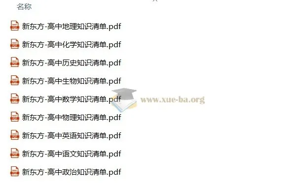 新东方高中9科知识清单