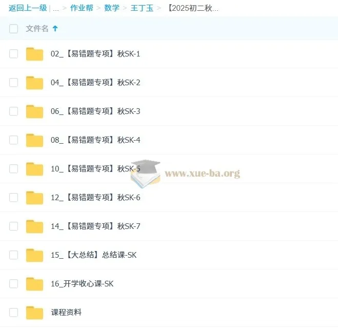 王丁玉初中初二数学秋上数理思维自主学习·SK（4期）