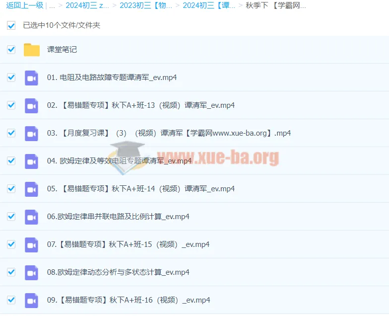 2024初中初三物理谭清军秋季班（下）