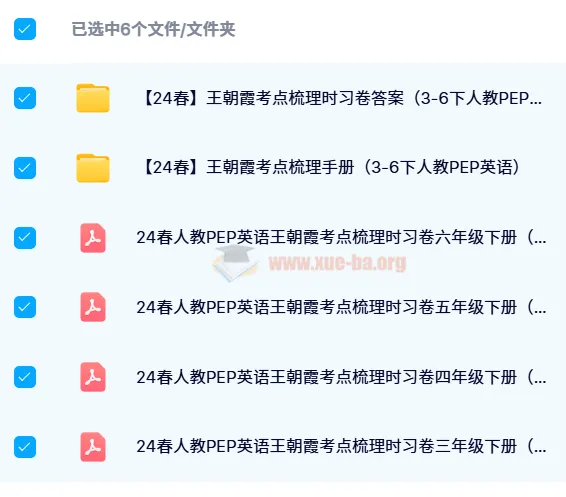 王朝霞考点梳理时习卷（2024年春季 3 - 6年级下册人教PEP小学英语）