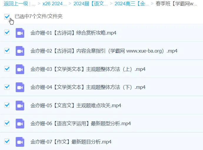 金亦姗2024高三高考语文春季班课程