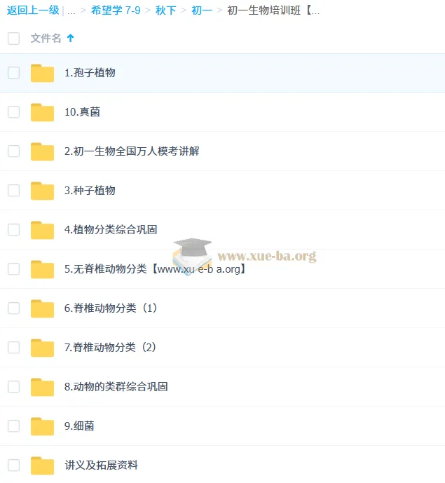 张雨桐初一生物培训班秋季班A+（秋季下）