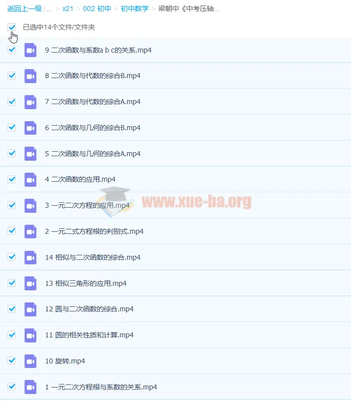 梁朝中《中考压轴200题》14讲课程