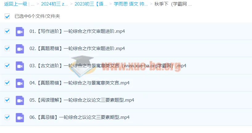 2024初三中考语文秋季下课程 - 师剑锋语文