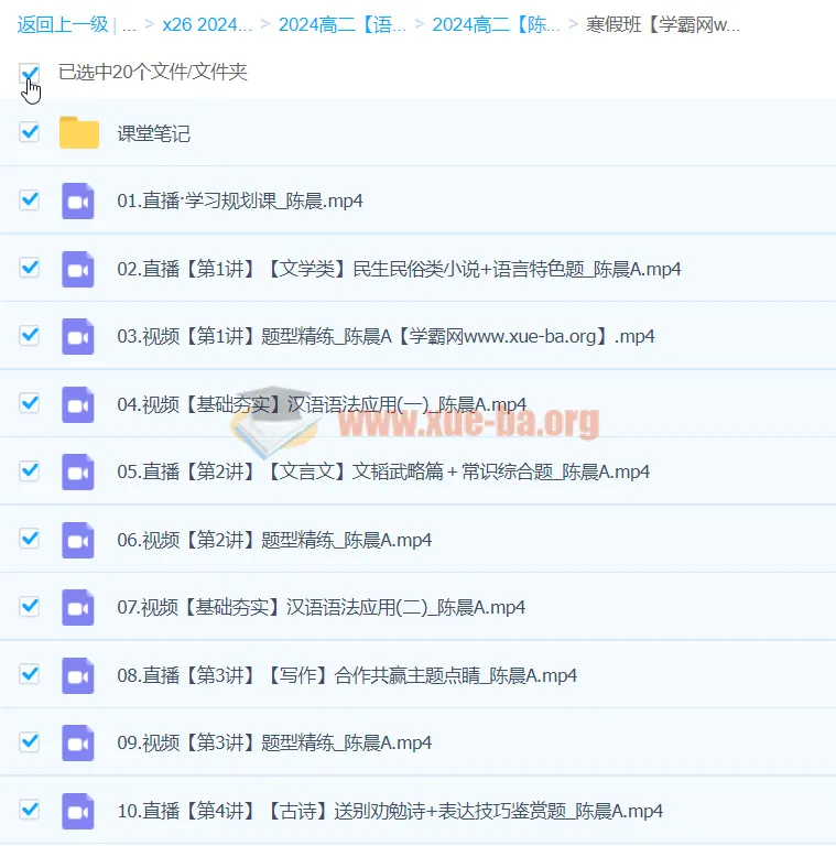高二语文陈晨寒假班