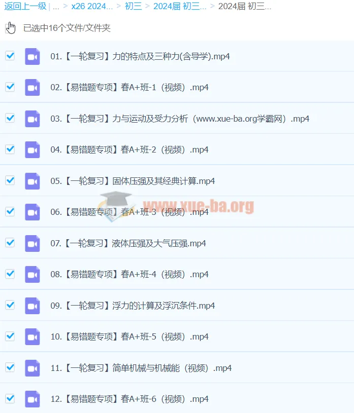 2023 - 2024初三物理廉思佳寒假班课程