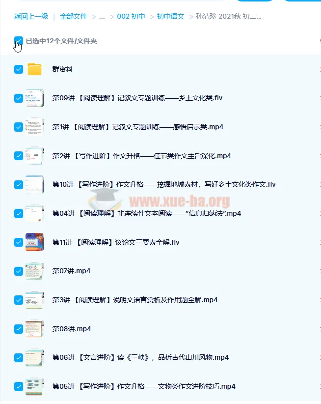孙清珍初二语文阅读写作课程
