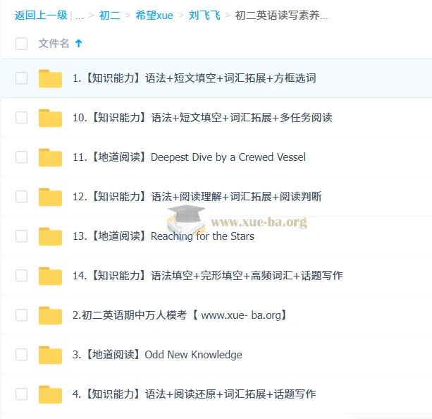 刘飞飞初二英语读写素养培训班（秋下·全国版·S）
