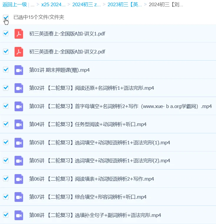 刘飞飞初三中考英语A+春季班