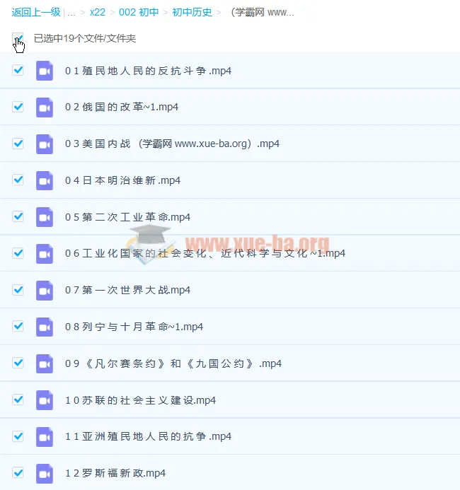 初三历史下学期19讲课程
