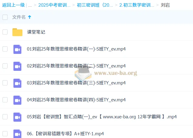 刘岩初三数学中考密训班