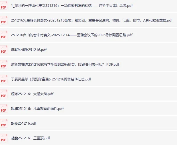 全网付费文章：12月16日大佬文集圈、学习先锋与精选研报合集