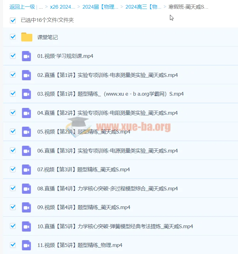 2024高三高考物理蔺天威S寒假班