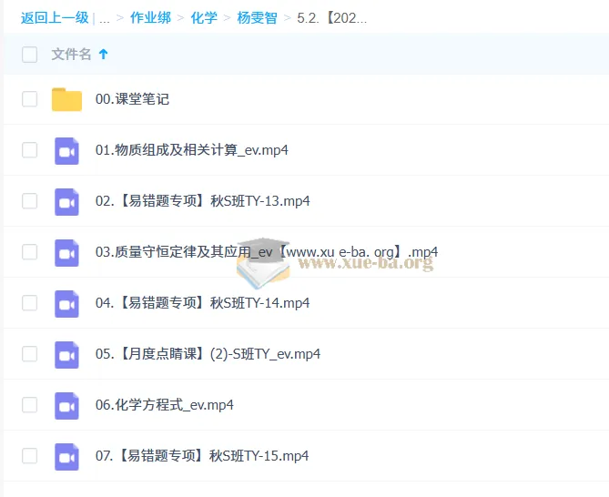 杨雯智初三中考化学S班秋下课程