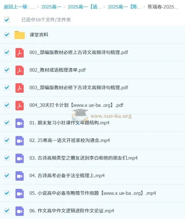 陈瑞春2025寒假高一语文学习成长与规划系统