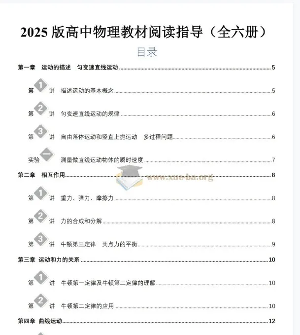 2026版高中物理教材阅读指导
