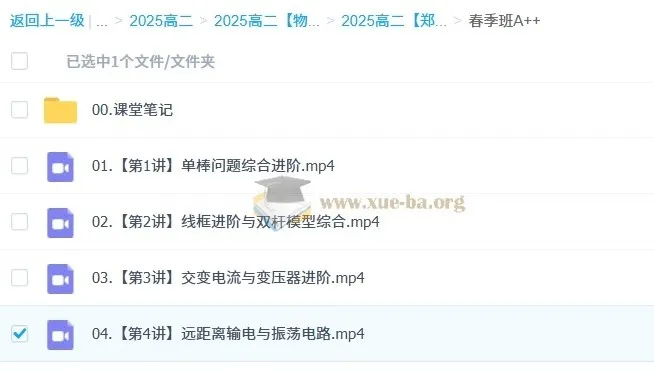 2024 - 2025高二物理郑梦瑶全年课程（尖端班、提升班）