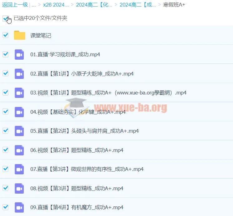 2024高二化学成功A+寒假班