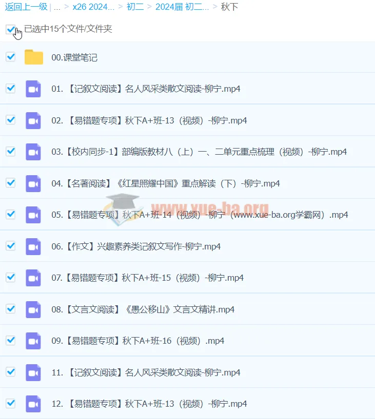 柳宁初二语文A+秋季班下课程