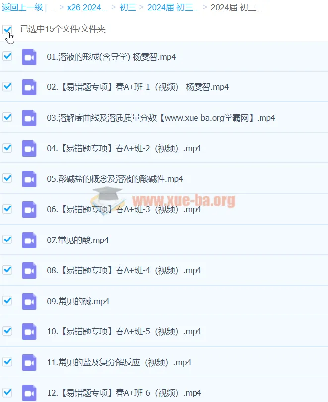2024初三中考化学杨雯智寒假班