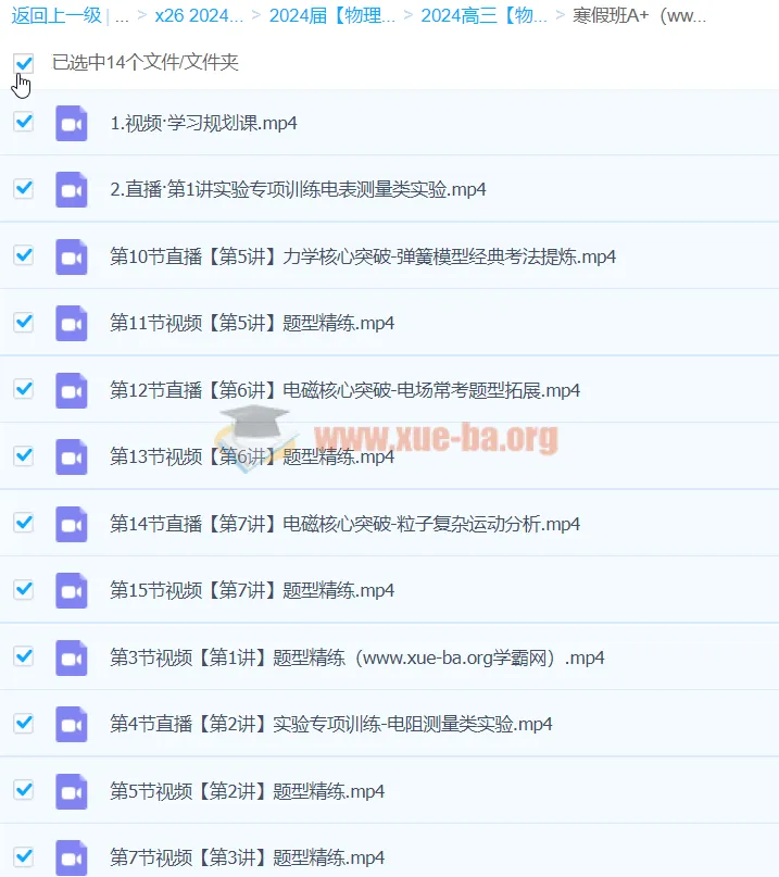 2024高三高考物理胡婷A+寒假班