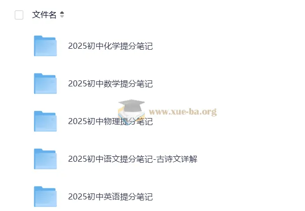 张雪峰初中语文数学英语物理化学提分笔记2025版