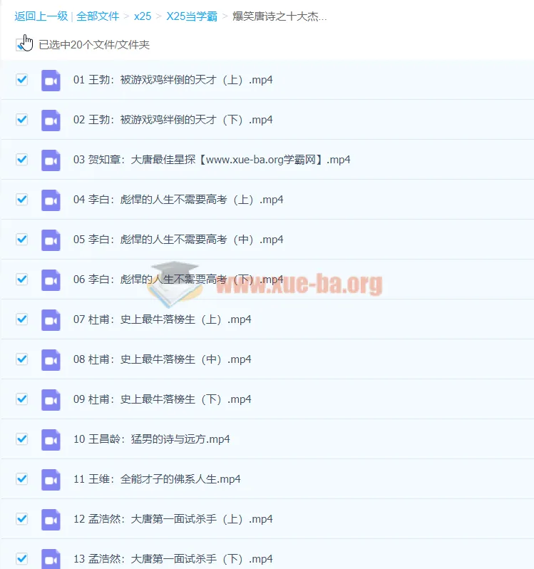 《爆笑唐诗之十大杰出诗人》20集课程