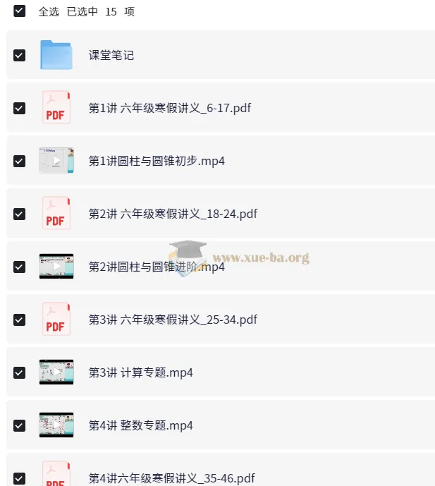 刘庆涛小学数学六年级寒假课程