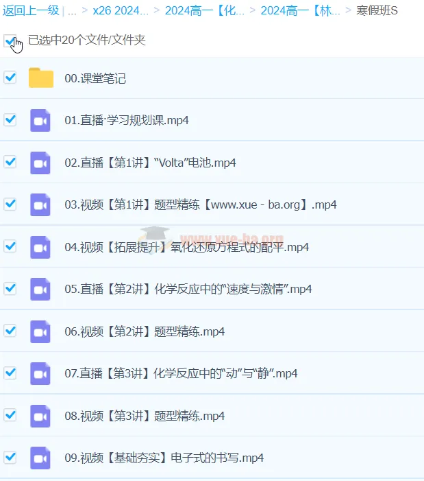2024高一化学林森寒假班S课程