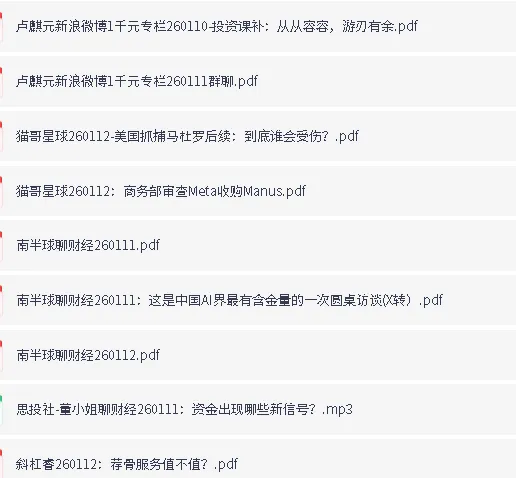 全网付费文章：大佬文集圈、精选研报、学习先锋 1 月 12 日更新