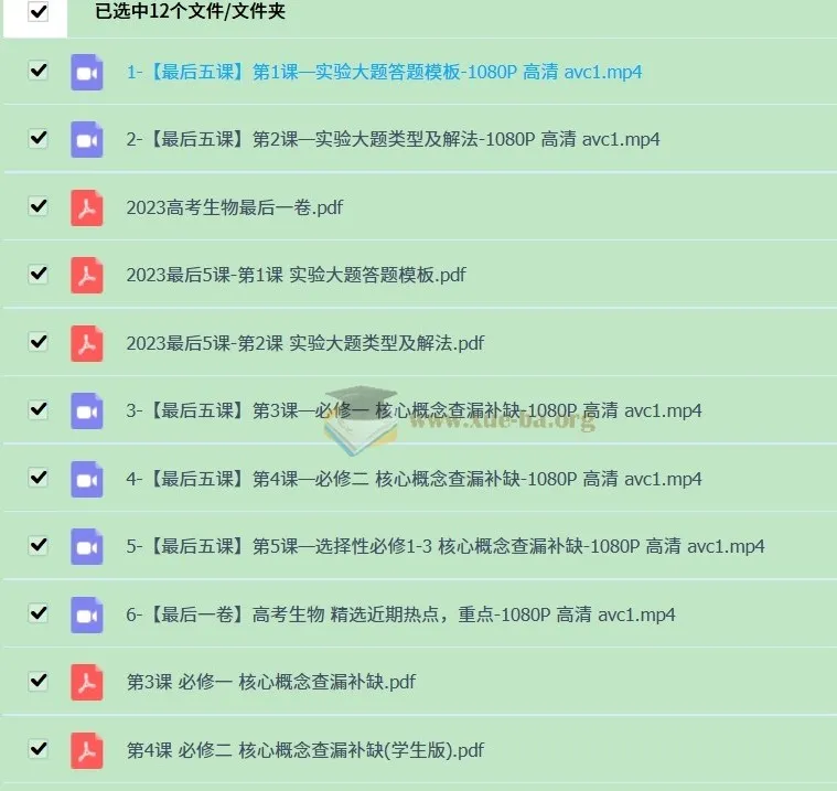 2023高考生物最后5课:高中生物提分利器