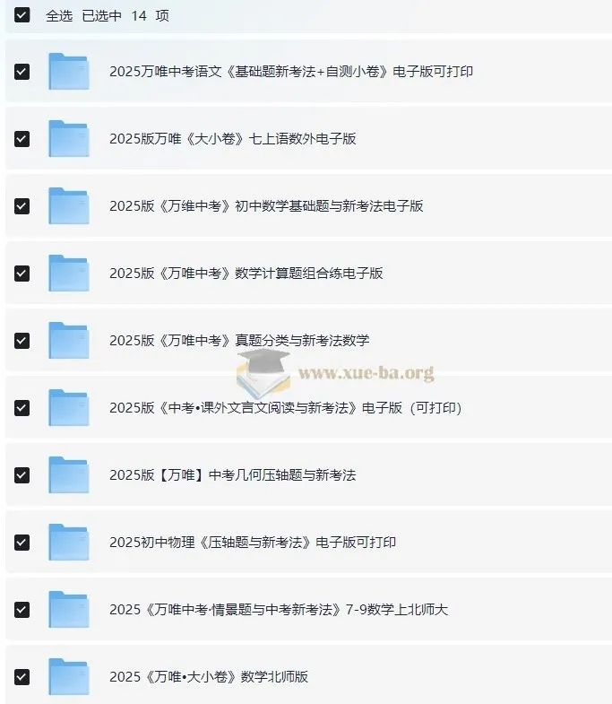 2025版万唯初中学习资料合集