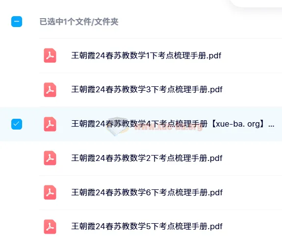 王朝霞考点梳理手册（2024年春季 1 - 6 年级下册苏教版数学）
