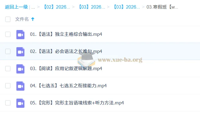 高中高二英语王双林寒假班