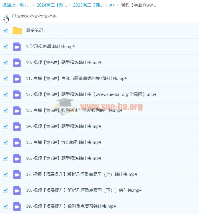 2024高二数学韩佳伟A+暑假班(完结)