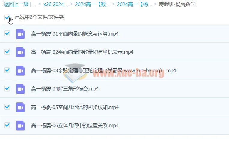 2024高中数学 杨震 高一寒假班 系统课程