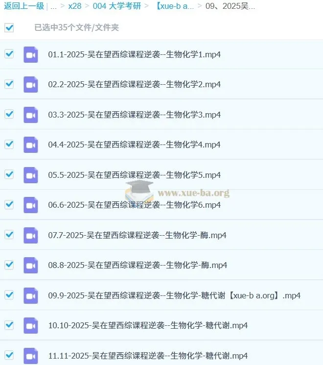 2025吴在望西综逆袭·生物化学理解记忆提高班
