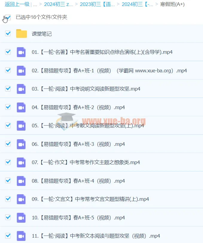 杨荷语文2024初三中考语文A+寒假班（春上）系统课程