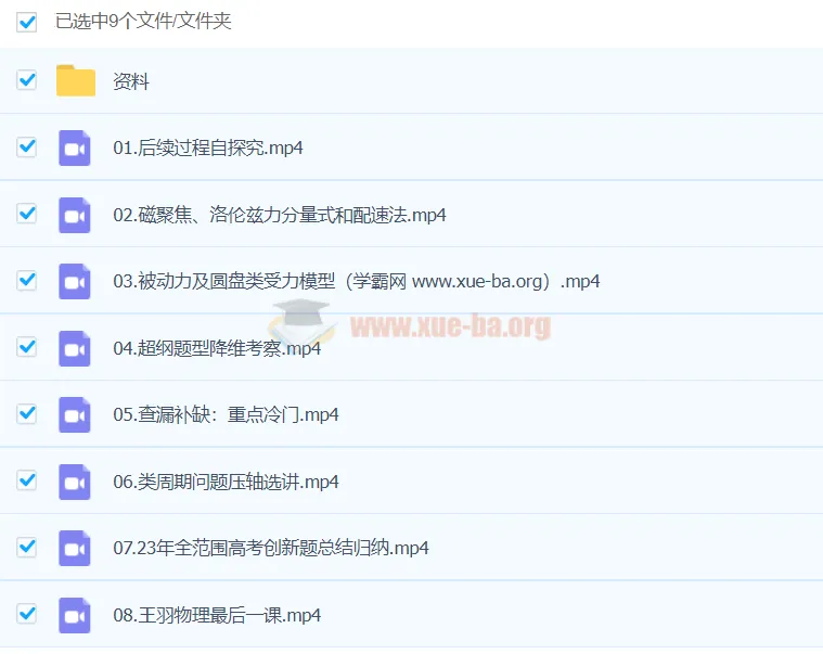 2024高三高考 王羽物理 三轮冲刺 直播+录播课程
