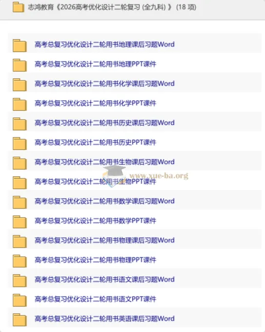 2026高考优化设计二轮复习资料包(全九科)
