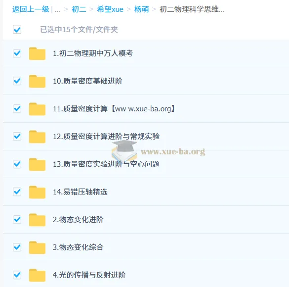杨萌初中物理初二科学思维培训班(秋下·全国版·S)系统课程