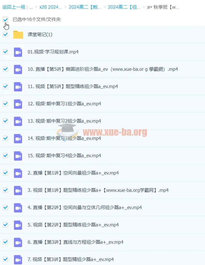 2024高二数学A+秋季班 祖少磊 课堂笔记+视频课程