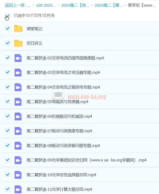 夏梦迪2024高二物理春季班课程（下学期）完整版