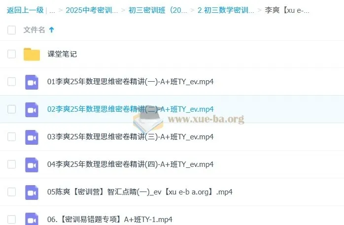 李爽2025初三数学中考密训班精讲课程