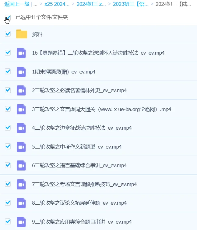 陆杰峰2024初三中考语文A+班春季课程（春上）全阶段复习资料