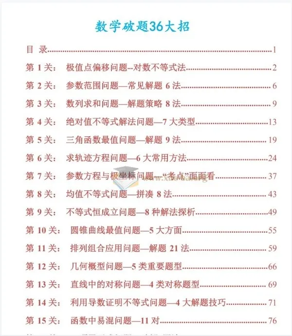 2026版高考数学破题秒杀36大招 PDF学习文档