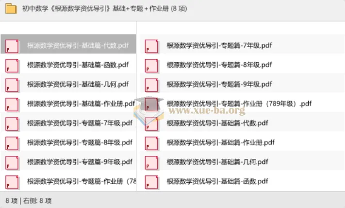 初中数学《根源数学资优导引》基础篇+专题篇+作业册合集