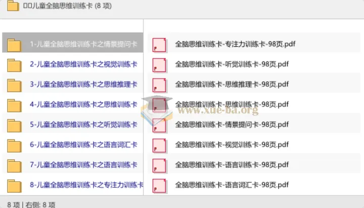 儿童全脑思维训练卡：情景提问、视觉训练、思维推理等八大主题练习册