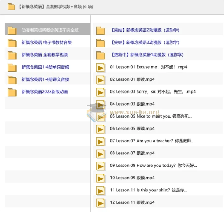新概念英语全套教学视频+音频(动漫版+名师精讲+电子教材合集)
