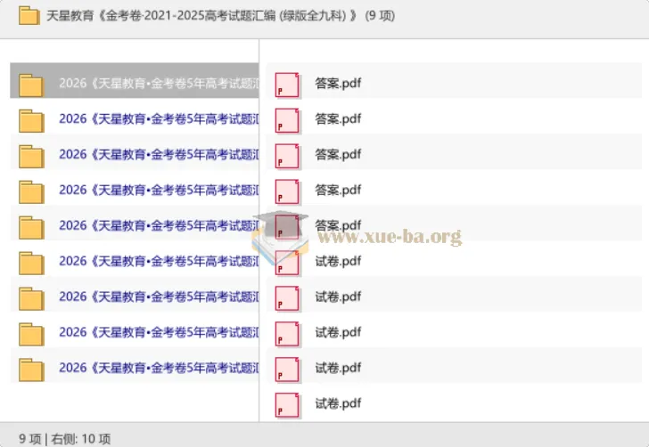天星教育金考卷·2021-2025高考试题汇编（绿版全九科）